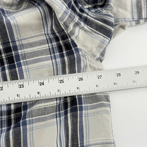 Duluth Trading Co Men 2XLT Blue White Plaid Cotton SS Button Down Shirt 51710 - Picture 5 of 8